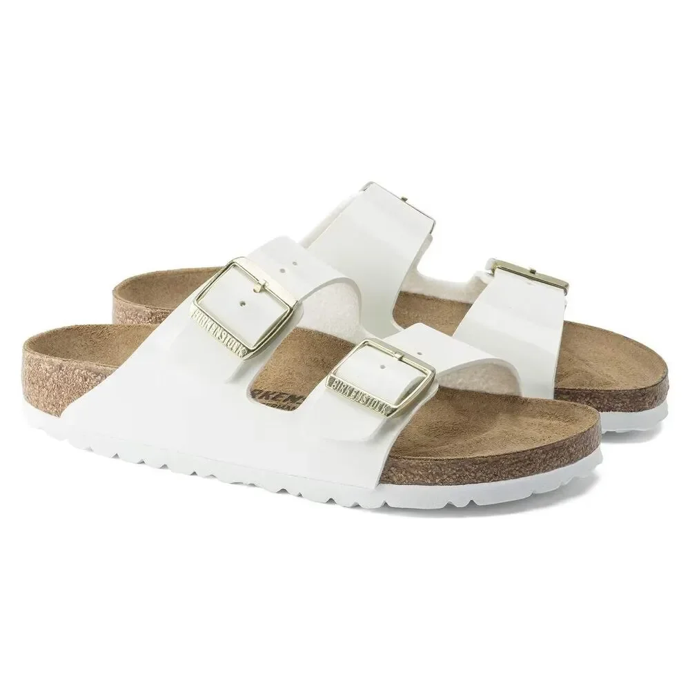 BIRKENSTOCK MEN'S ARIZONA BS LEATHER SANDALS PATENT WHITE EU 41 NARROW